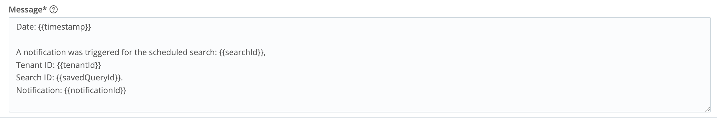 Message pane’s Default template