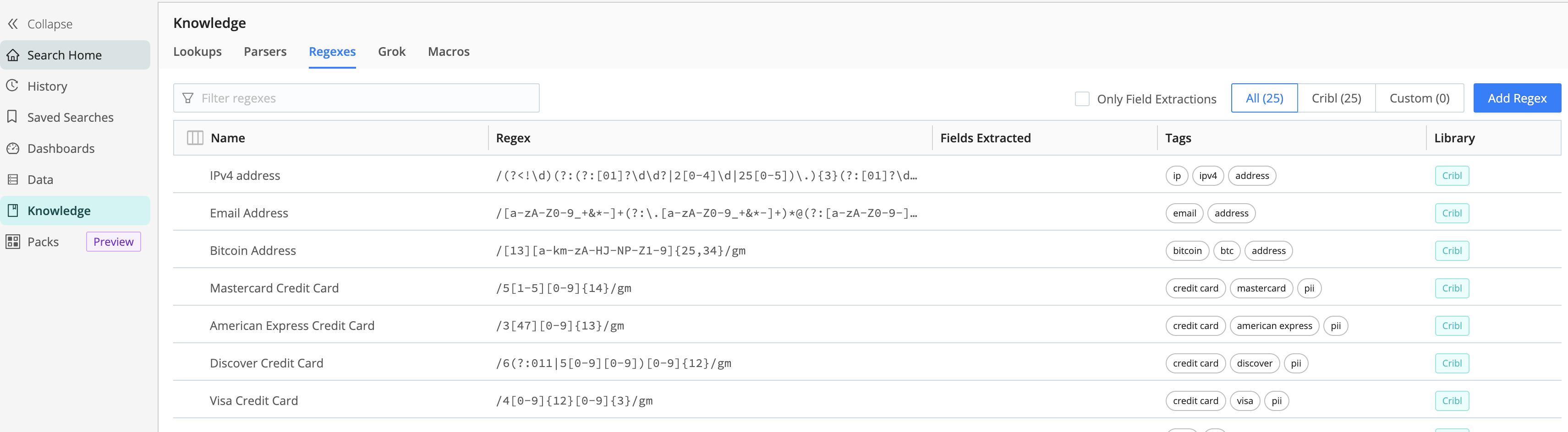 Regexes page