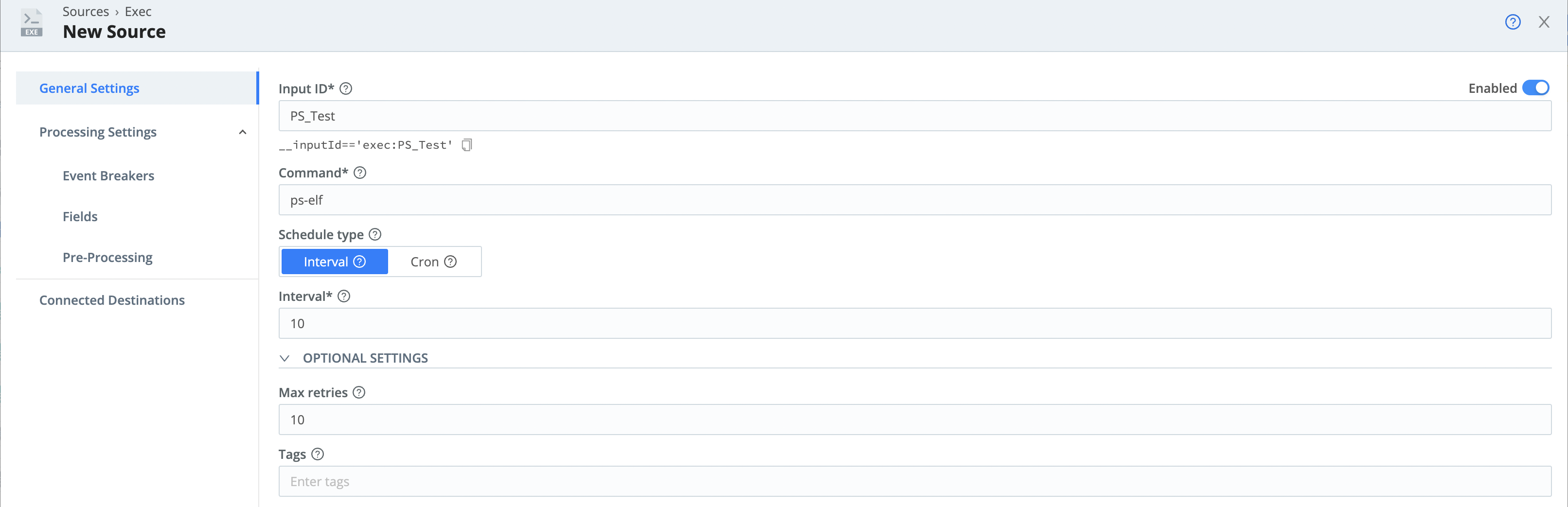 Configuring an Exec Source