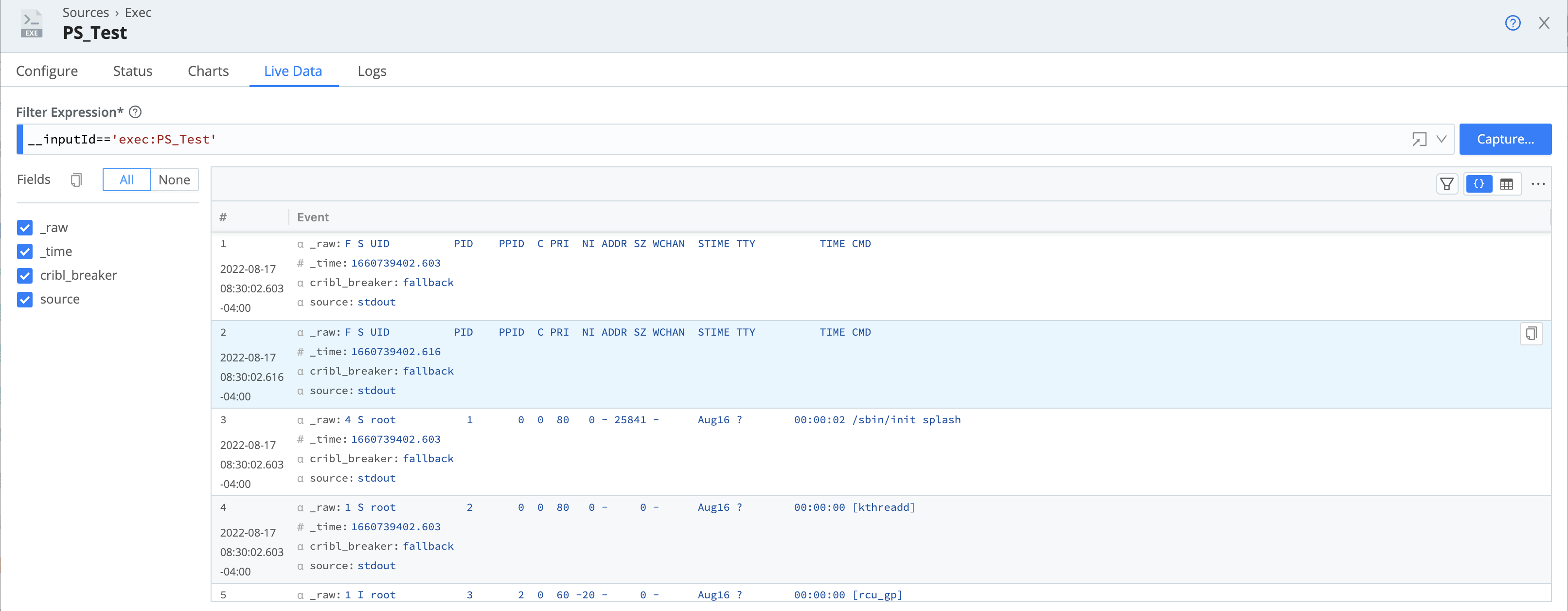 Preview Live Data