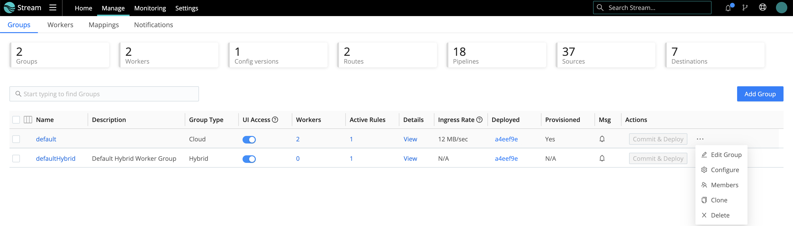 Changing an existing Group’s sizing or provisioning