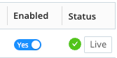 The Live button initiates capture