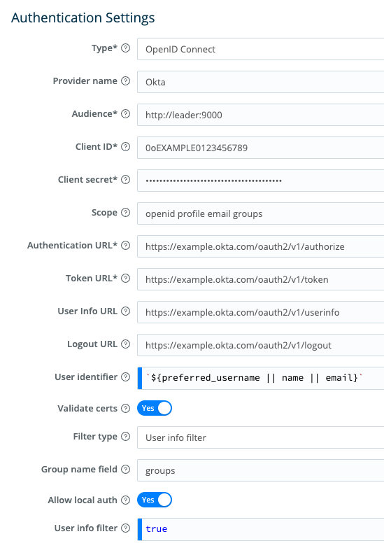 Authentication settings in Cribl Stream