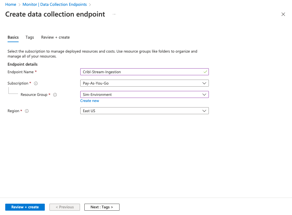 Creating a Data Collection Endpoint