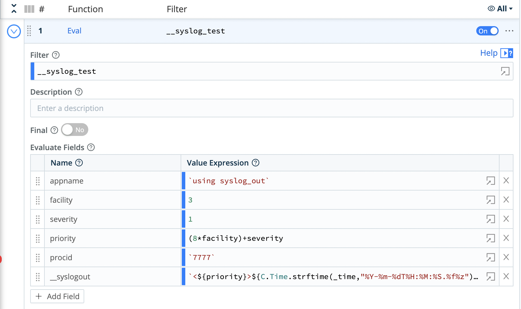 Adding __syslogout, _time to construct a valid syslog message