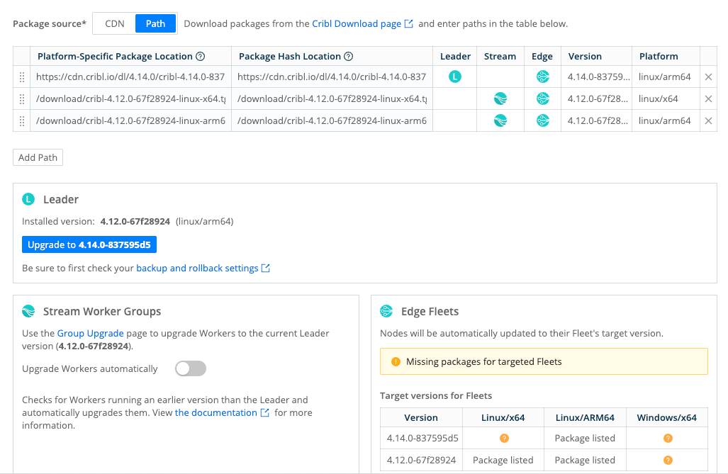 Upgrade the Leader using Path