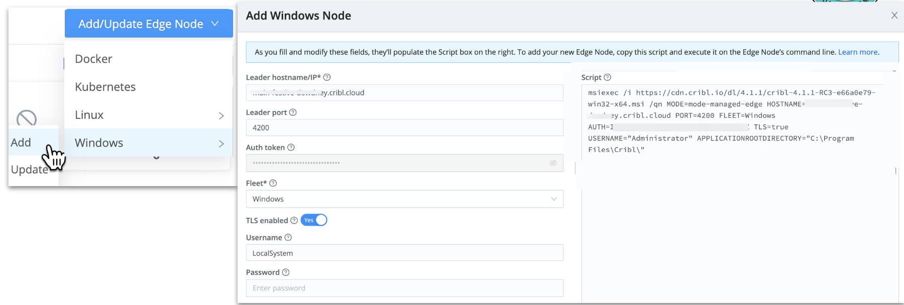 Generating a script to bootstrap an Edge Node on Windows