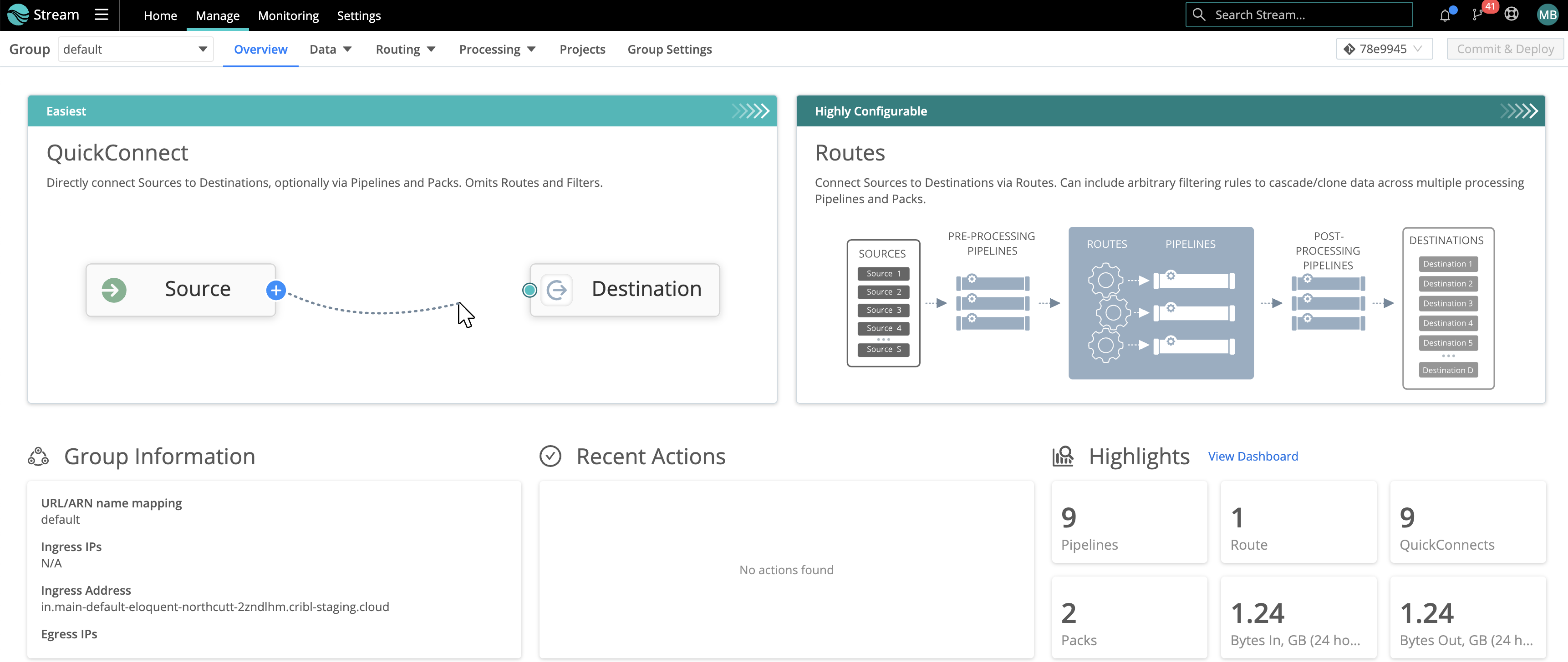 Distributed deployment: menu structure