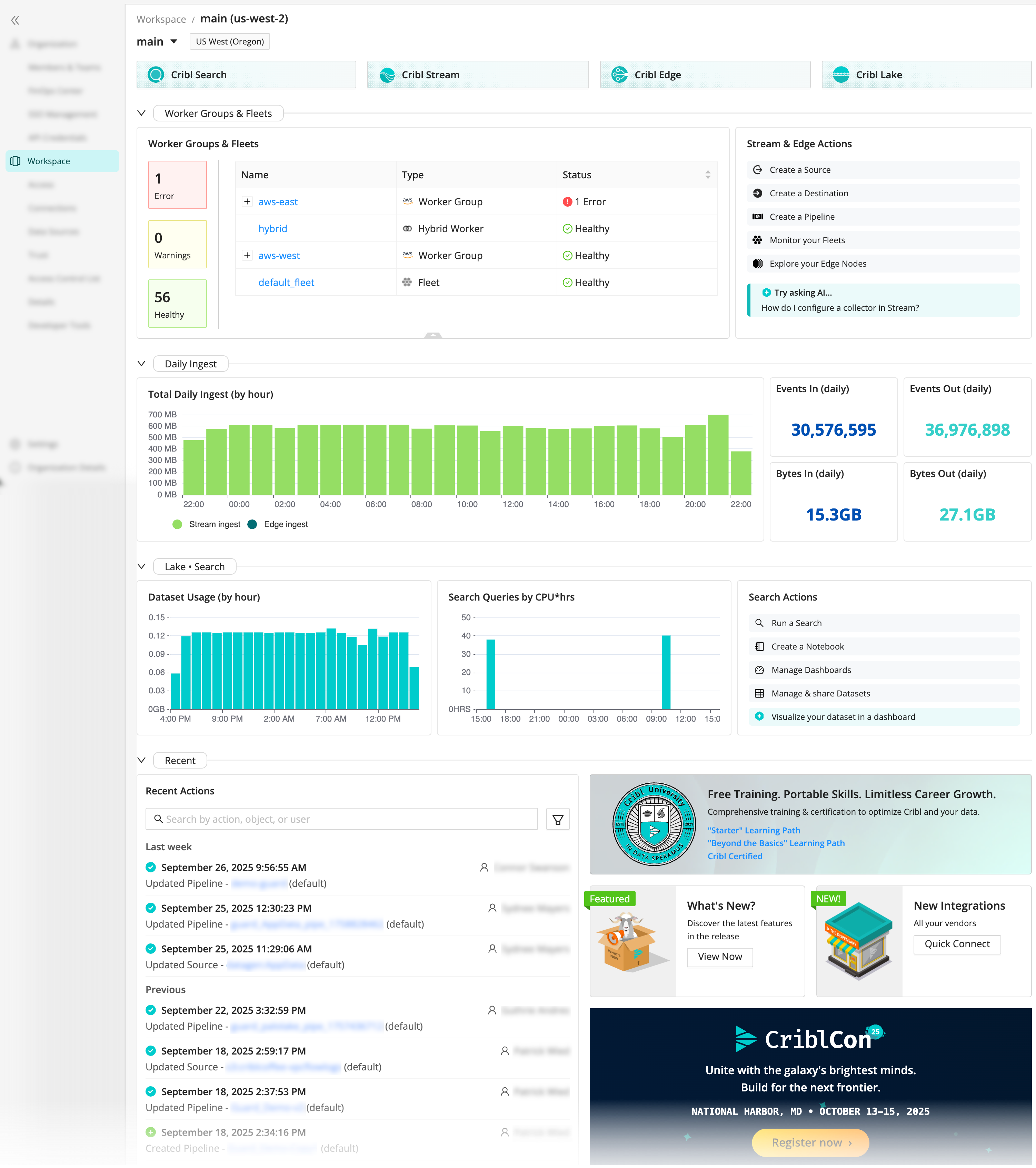 New Cribl.Cloud Home Page